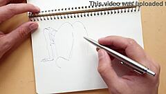 In my sketchbook, I quickly drew a doggy-style pose highlighting foot details with a Parker ballpoint pen.