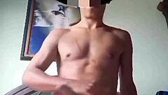 Latina in red teases black amateur with her curves