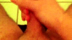 He indulges in solo wanking in the toilet