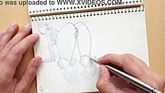 In my sketchbook, I quickly drew a doggy-style pose highlighting foot details with a Parker ballpoint pen.