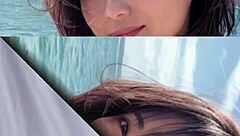 mature woman strolling on the beach