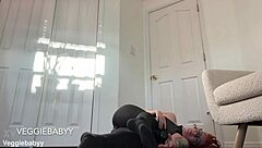 PANTYHOSE FOOT WORSHIP - Evil Supergirl Traps You Until You Melt Her