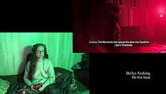 Naked playthrough at the lake house, featuring a brunette with glasses.