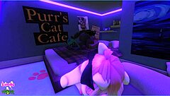 viper interacts with candy and her demi-human kittens