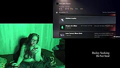 Naked playthrough at the lake house, featuring a brunette with glasses.