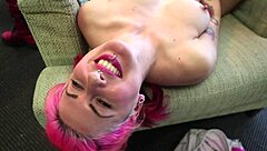 Pink-haired Zahra vibrates her wet snatch to explosive climax!