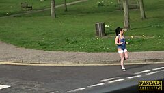 Inked British Woman in Stockings During Reality Scene