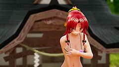 Naked girl dances outdoors