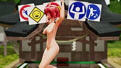 Naked girl dances outdoors