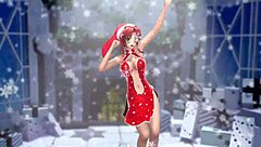 Naked girl dances outdoors