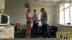 Jentina's long legs spread as her wet pussy takes that monster cock!