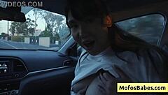 i'm playing with my big tits in the car while my friend watches, tomie tang and charles dera
