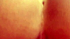 Teasing lick on ass in backyard with bodybuilder