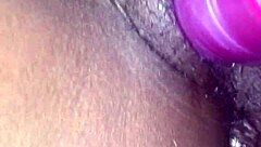 Ex Ebony Girlfriend Teases Vibrator Before Sucking Cock