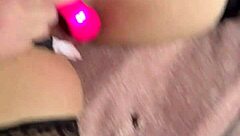 Window pussy flashing with toys