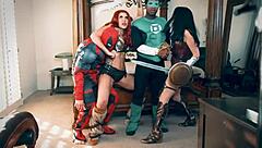 Foursome Cosplay Licking Big Tits And Asses