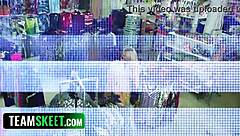 Exotic Asian Luna Lux Faces Blowbang and Gangbang Punishment with Facial Cumshots After Shoplifting