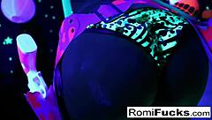 romi rain and dani explore lesbian black-light fun
