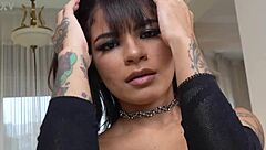 cute latina michy perez gets her big ass gaped by monster cock with cum in mouth