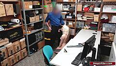 Blonde Teen Shoplifter Gets Disciplined by Officer's Hard Dick in Lingerie