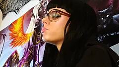 Hungarian teen with glasses gives asmr kisses