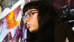 Hungarian teen with glasses gives asmr kisses