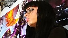 Hungarian teen with glasses gives asmr kisses