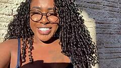 Joi, watch this young black teen cum hard while stroking her creamy pussy at home.