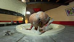 미아 니카브 란제리 입고 자쿠지에서 딜도 타