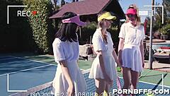 Daphne Dare, Cleo Clementine, Daisy Stone in doggystyle group fuck