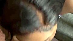 in the ghetto house, she gives sloppy head to a big cock