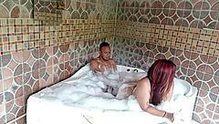 Latina gets missionary ass fucking from daddy with big cock in jacuzzi while wife is at work part 1