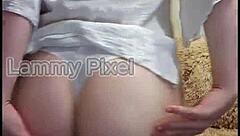 Horny brunette Lammy Pixel stripteases and shows off her gorgeous ass