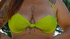 African exhibitionist flashes on the beach