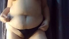 Arriving home, I relax with belly masturbation and orgasm.