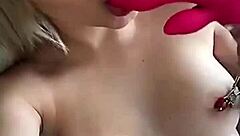 Amateur teen experiences nipple clamps and intense orgasm