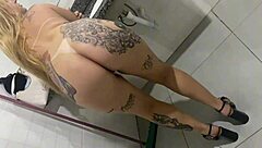 i caught this beautiful blonde brazilian masturbating her tight pussy in the school bathroom