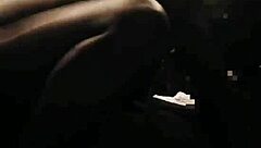 This babe's pussy riding big cock on bed, moaning so loud