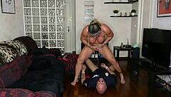 Mature Bodybuilder Fucks Policeman In Deepthroat Assfucking Session