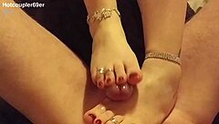 best footjob from housewife with big toes