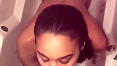 My sneaky link insisted on showering together for sloppy blowjob and facial