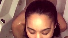 My sneaky link insisted on showering together for sloppy blowjob and facial