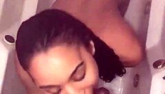 My sneaky link insisted on showering together for sloppy blowjob and facial