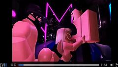 Detailed Scene of a Trio Engaging in Sex on Roblox Platform with Intense Fucking and Cum Shots