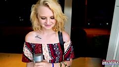 petite blonde bonnie wolf masturbates then sucks hard cock