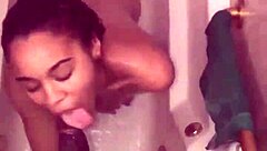 My sneaky link insisted on showering together for sloppy blowjob and facial