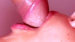 Step Brother Returns for Step Sister's Amateur Blowjob Close-Up