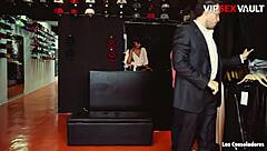 black slut noe milk handled by two euro cocks in public