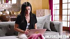 personal assistant gal ritchie handles office tasks with small tits