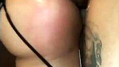 Ebony Takes Big Black Cock In Her Asshole, Gets Creampie, Moans Loud